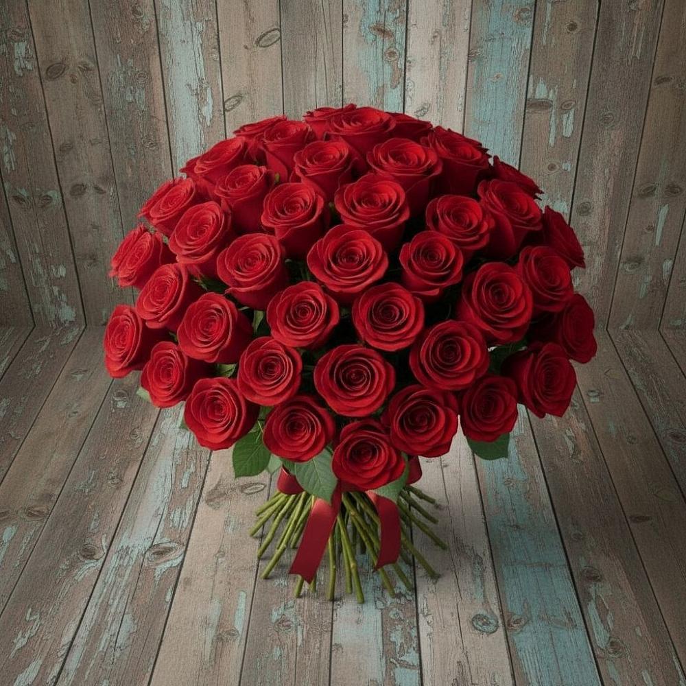 Букет 55 Красных роз Фридом в Селезнево