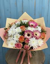 Букет цветов из:  Розы, Герберы и Хризантемы в Селезнево