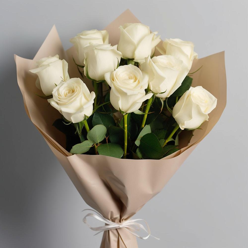 Букет 9 Белых роз Эдлесс Лав в Селезнево