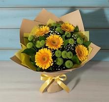 Букет цветов из:  Герберы и Хризантемы в Селезнево