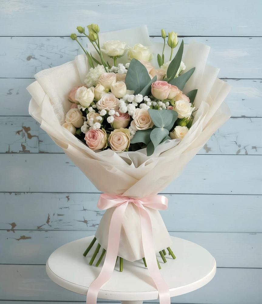 Букет цветов из: Розы и Лизиантусы в Селезнево