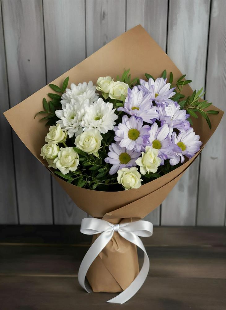 Букет цветов из: Хризантемы и Розы в Селезнево